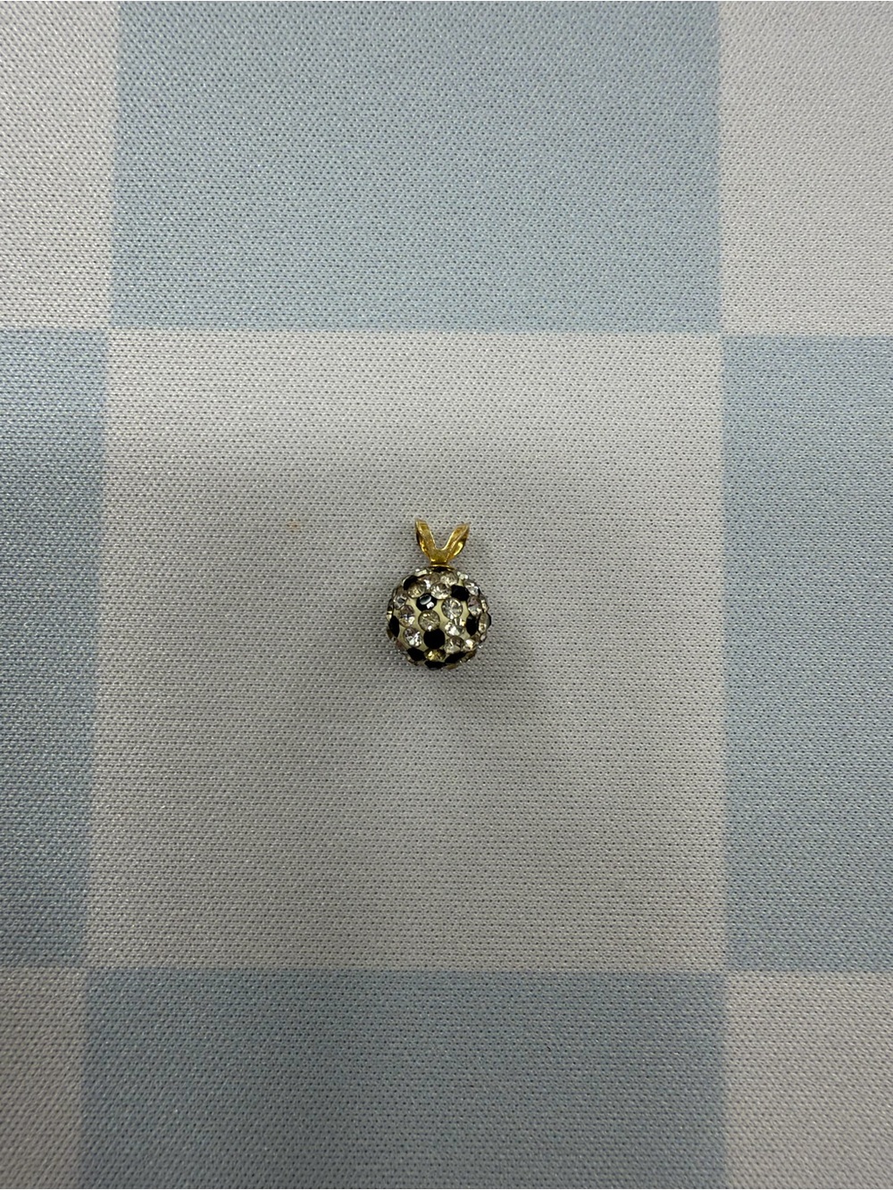 14K Gold w/ Black & White Rhinestone Ball Charm